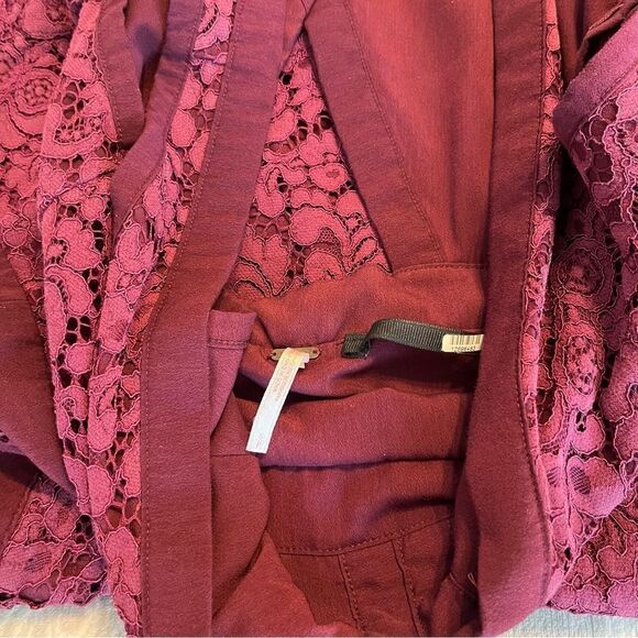 Free People Lovely In Lace Berry Fit & Flare Cut Out Back Dress - Picture 6 of 7